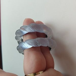 Alexis Bittar hoop earrings light blue twist textured lucite